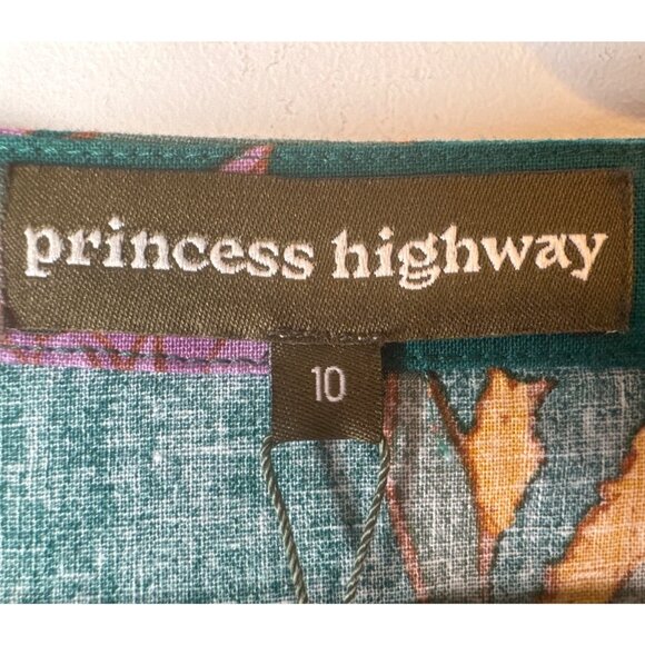 Princess Highway Size 6 Green Floral Dress With 3/4 Sleeves & Elastic Waist NWT - Picture 3 of 12